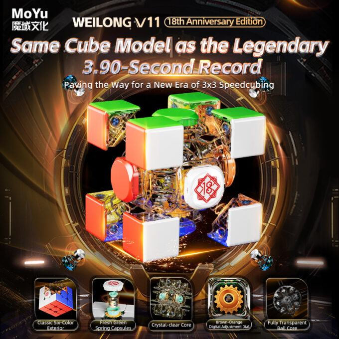 MoYu WeiLong V11 3x3 (20-Magnet Ball-Core + MagLev + UV) 18th Anniversary Edition - Image 3